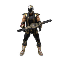 Tinieblas Jr black and gold entrance gear catches light for shelf display