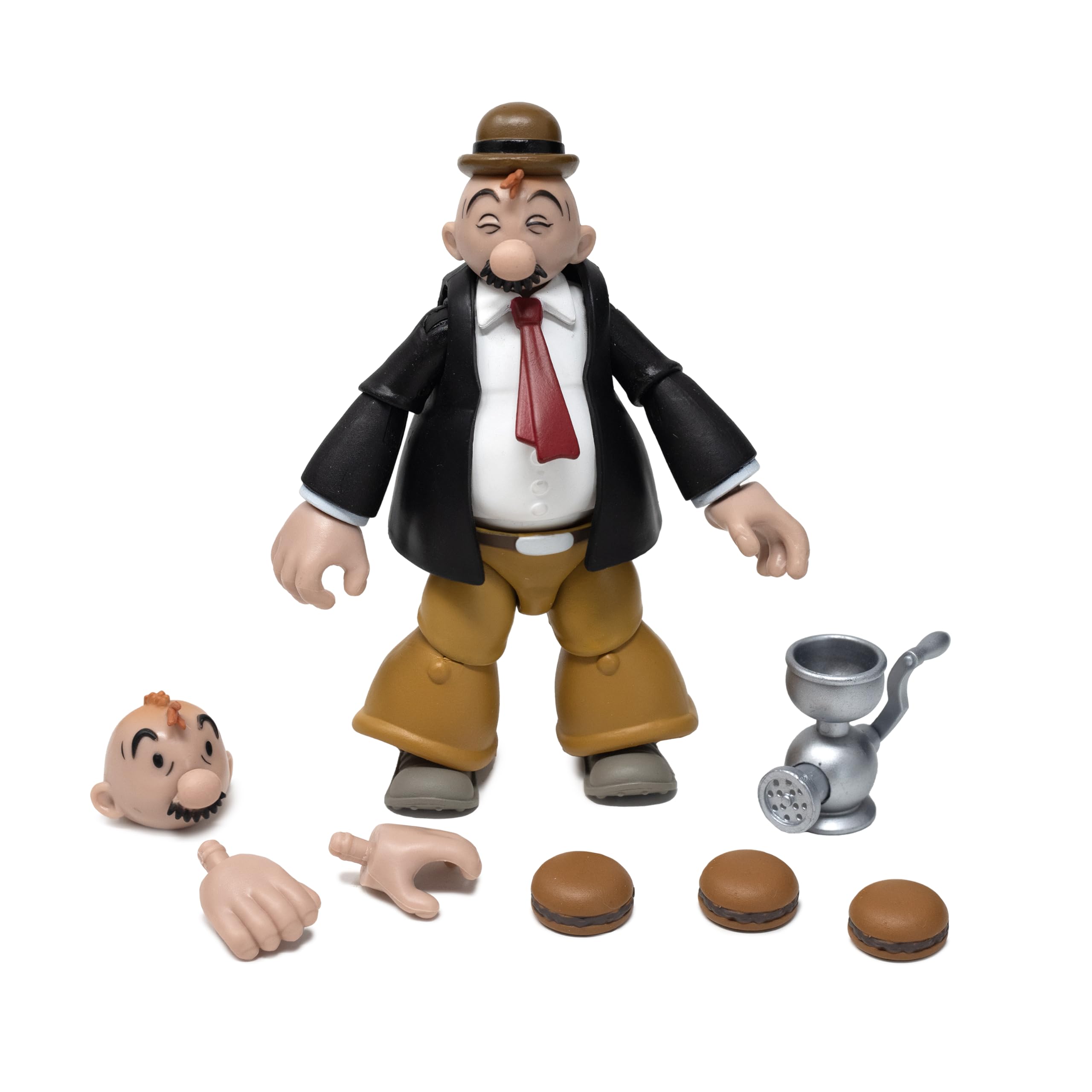 Wimpy figure with alternate head enables expressive display options.