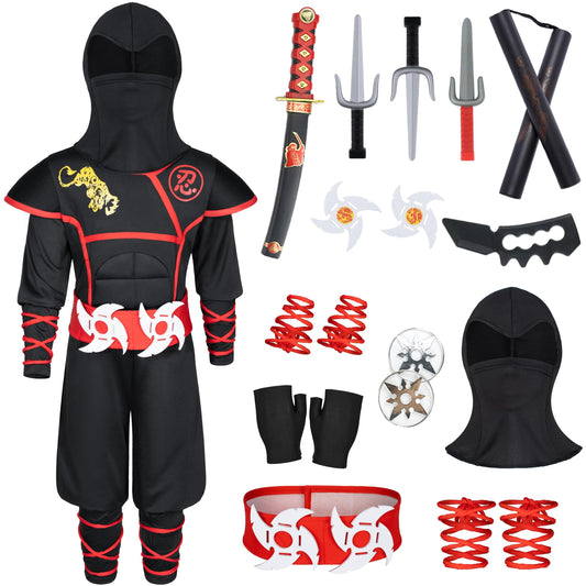 Bosvin Ninjia costume dark muscle jumpsuit for kids, durable for playtime