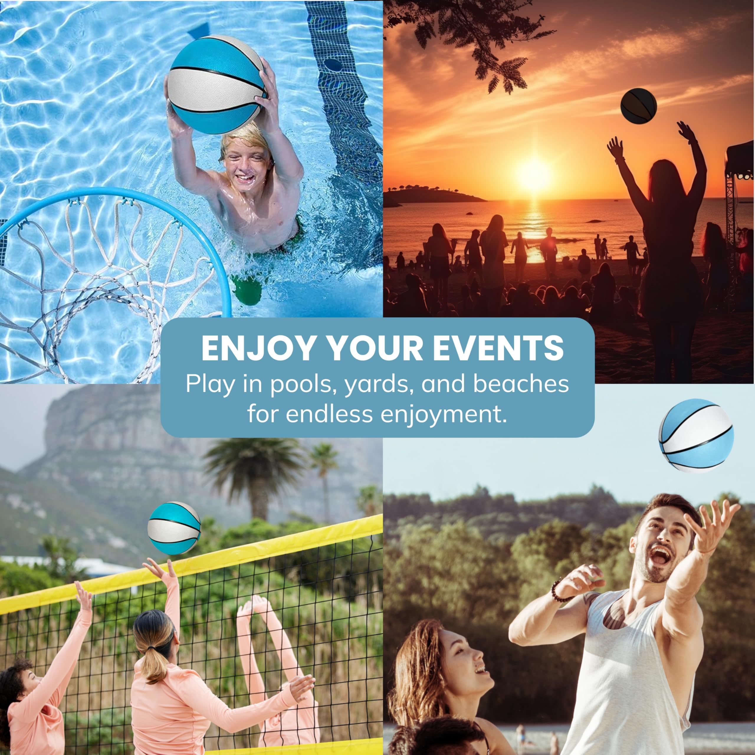 Botabee blue pool basketball designed for yard, beach, and poolside fun