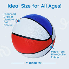Botabee red-white-blue mini basketballs for fast, controlled shots during family arcade sessions