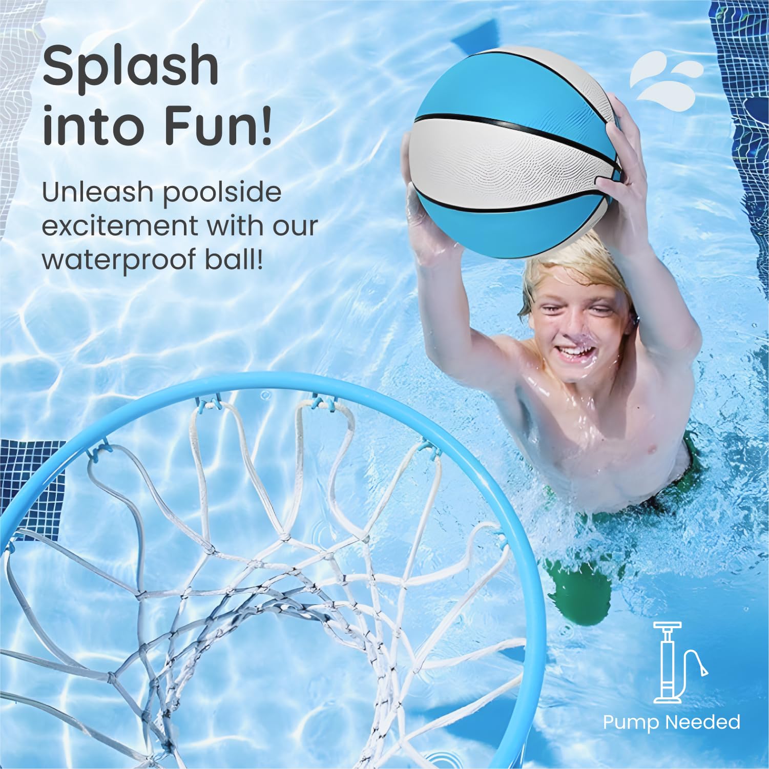Botabee textured-grip pool basketball for precise control during in-water action