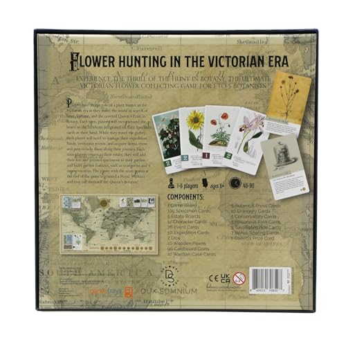 Botany board game ornate illustrations for a tactile, immersive Victorian hunting experience.
