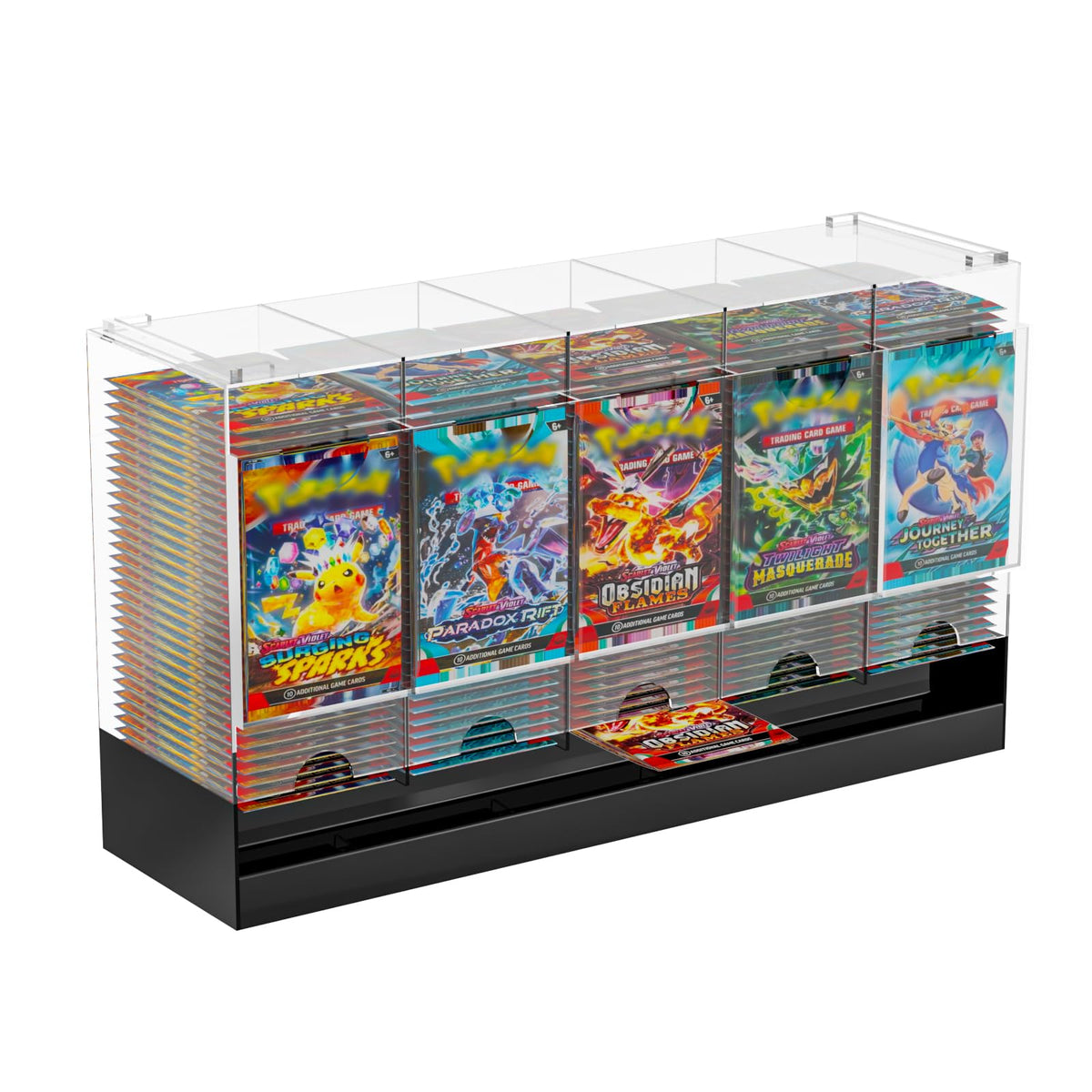 Botyboty five-slot booster dispenser front view with black base for quick access.