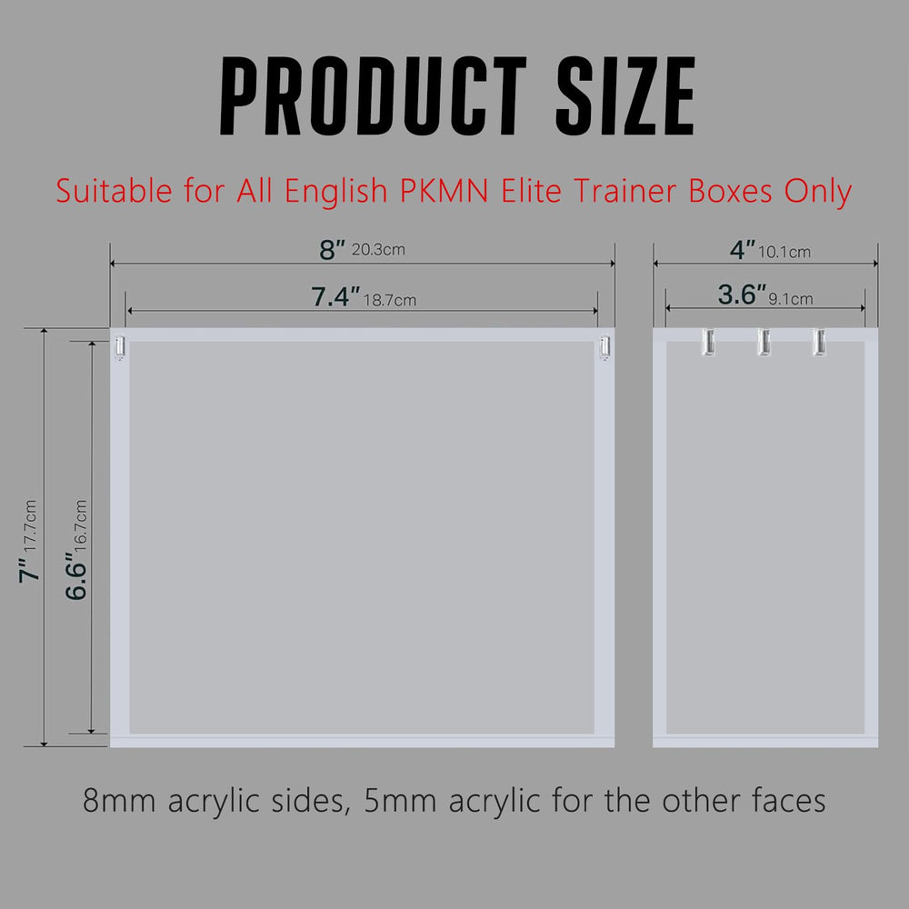 Botyboty acrylic ETB protector case perfect-fit design securely houses PKMN ETBs.