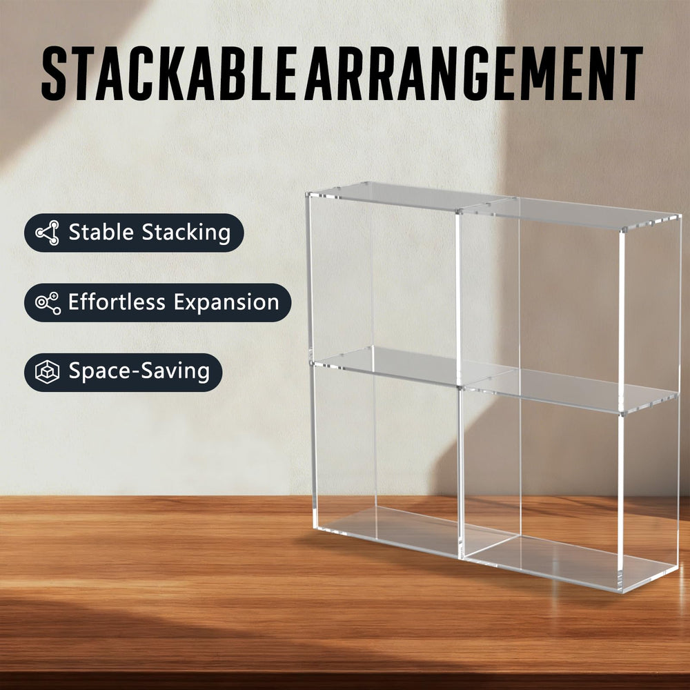 Botyboty stackable display case keeps multiple ETBs organized.