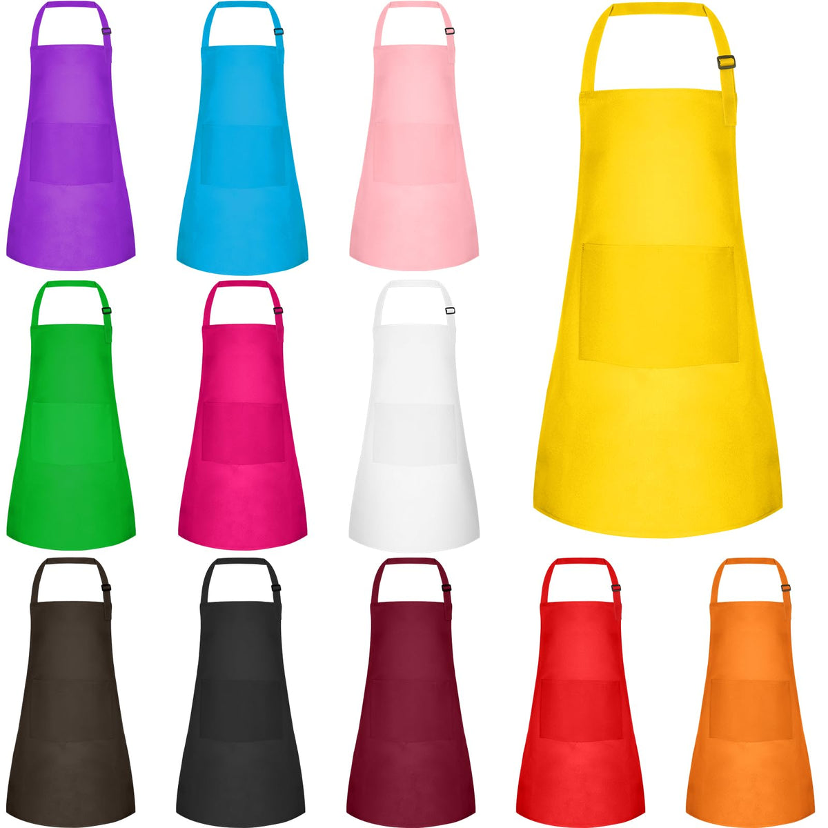 BOUBONI 12-pack kids apron with colorful pockets for easy craft organization.