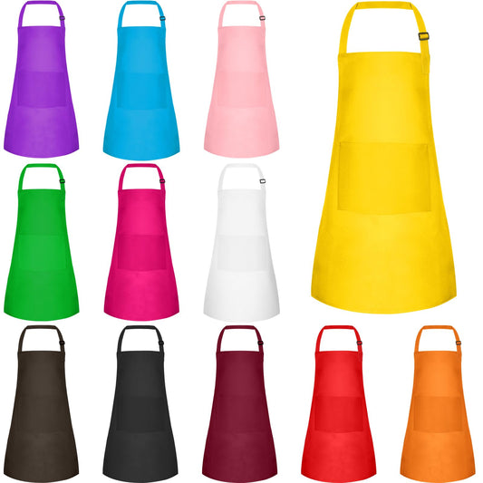 BOUBONI 12-pack kids apron with colorful pockets for easy craft organization.