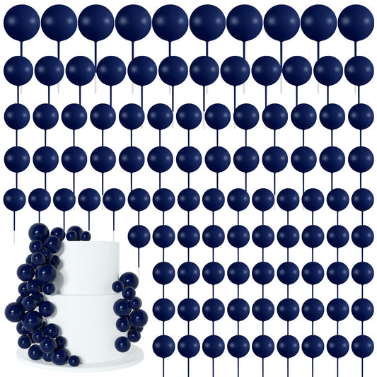 BOUBONI 138-pcs blue ball toppers close-up for vibrant cake decoration ideas.