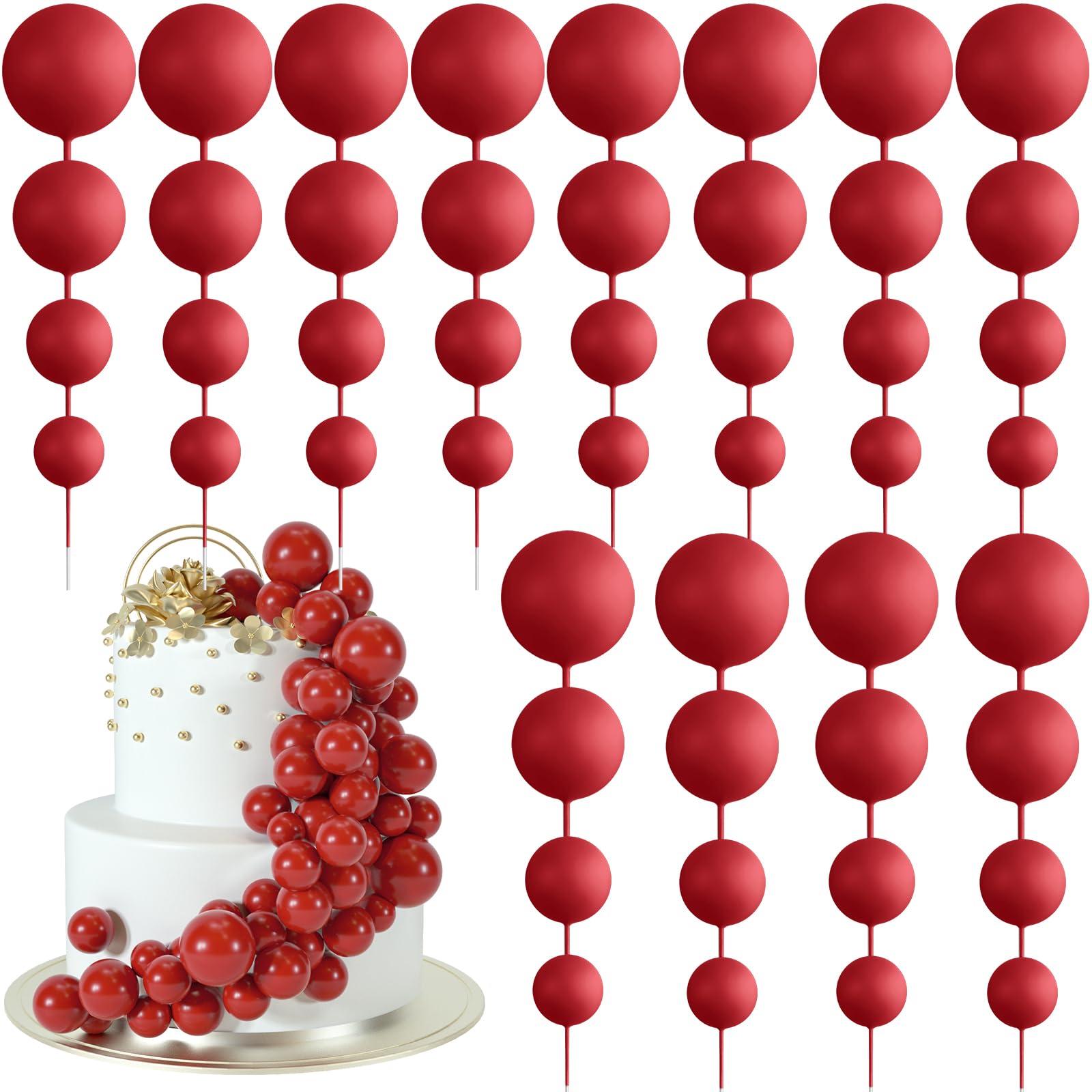 BOUBONI red ball cake toppers set for versatile dessert decorating