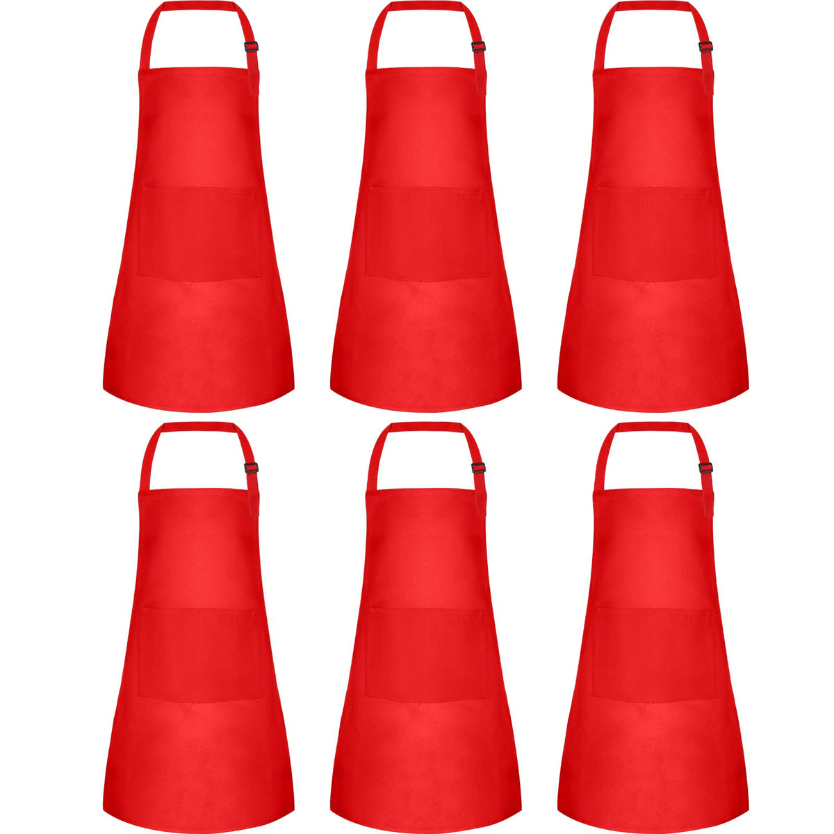 BOUBONI 6-pack kids aprons red front view with two pockets for tools