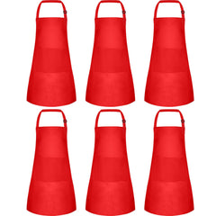 BOUBONI 6-pack kids aprons red front view with two pockets for tools