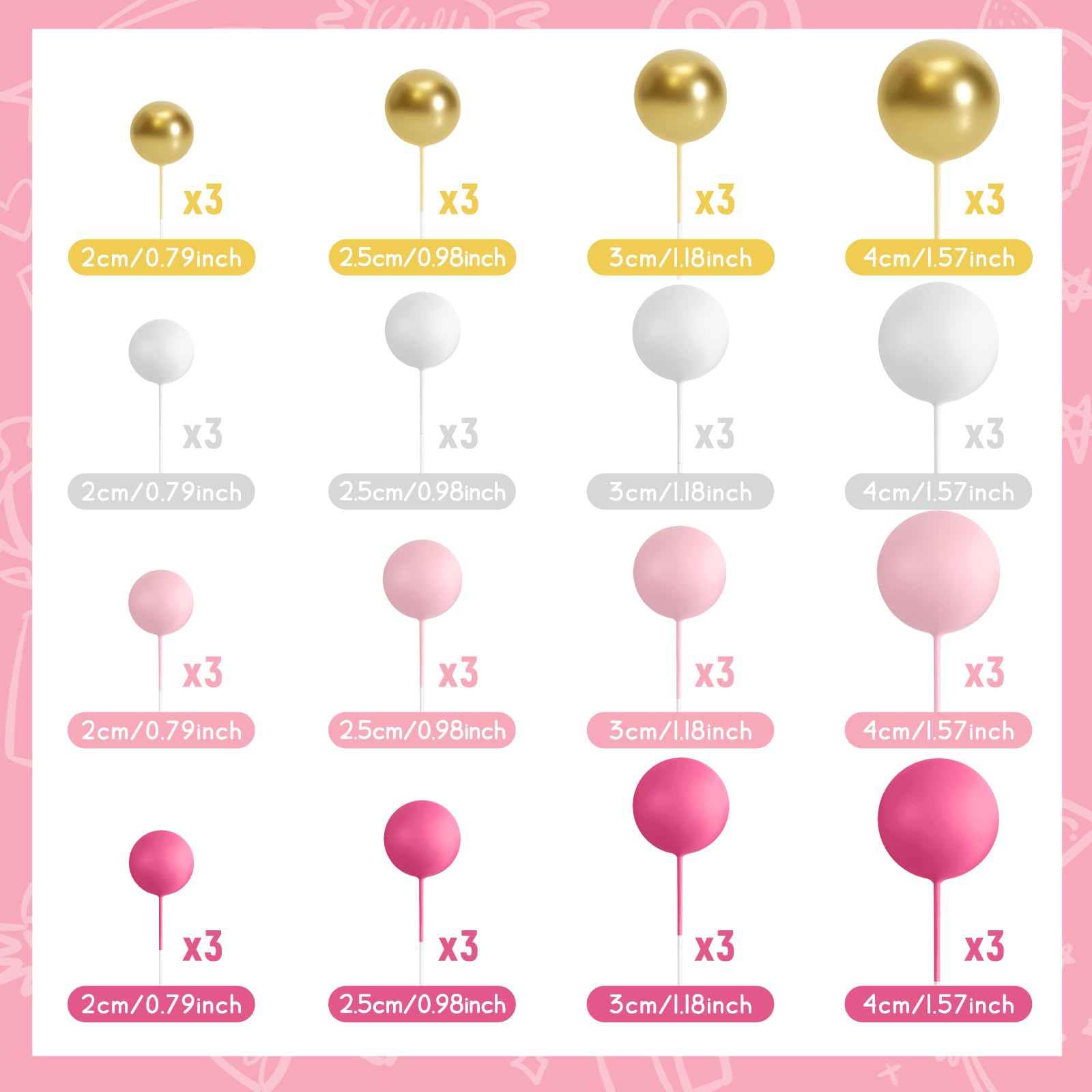 BOUBONI ball cake topper pink adds cheerful color to cupcakes