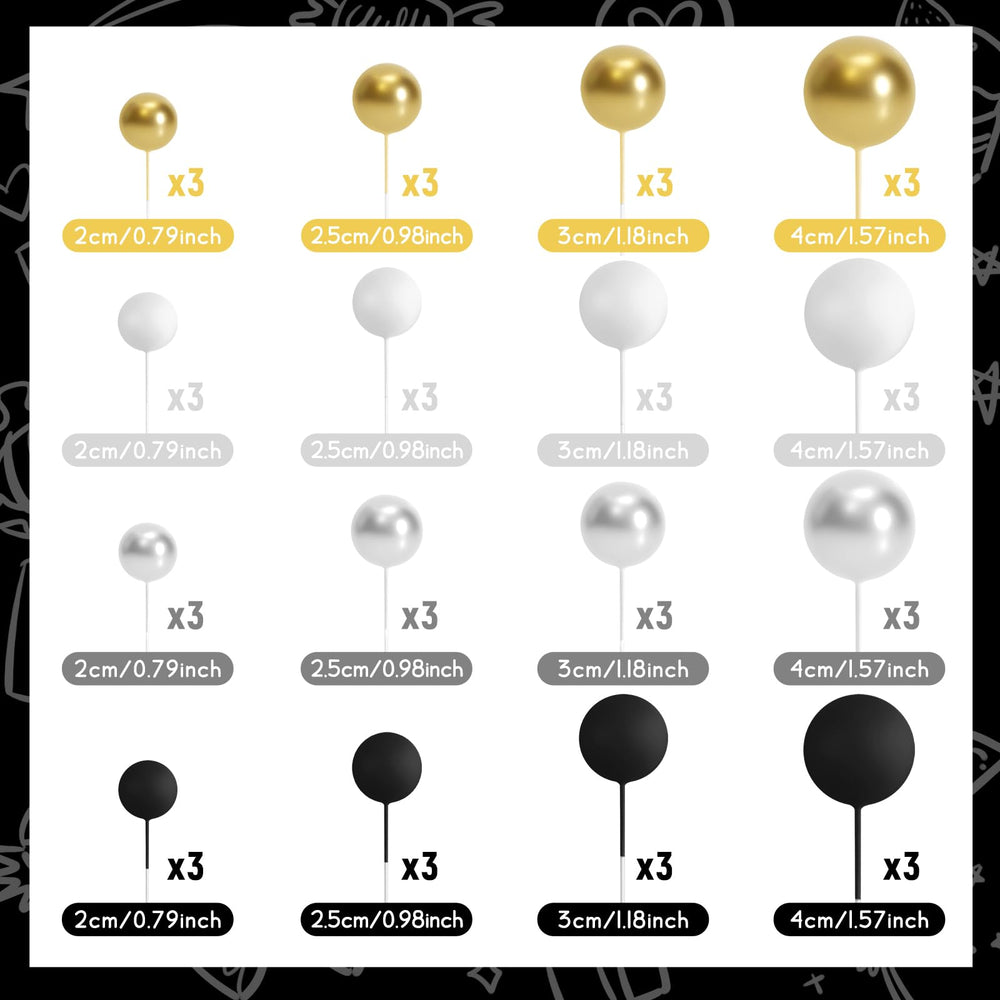 Varied sizes from BOUBONI ball toppers help fit different cake tiers.