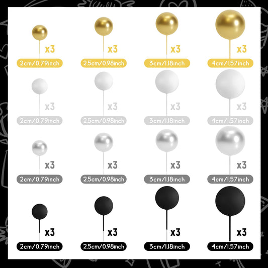 Varied sizes from BOUBONI ball toppers help fit different cake tiers.