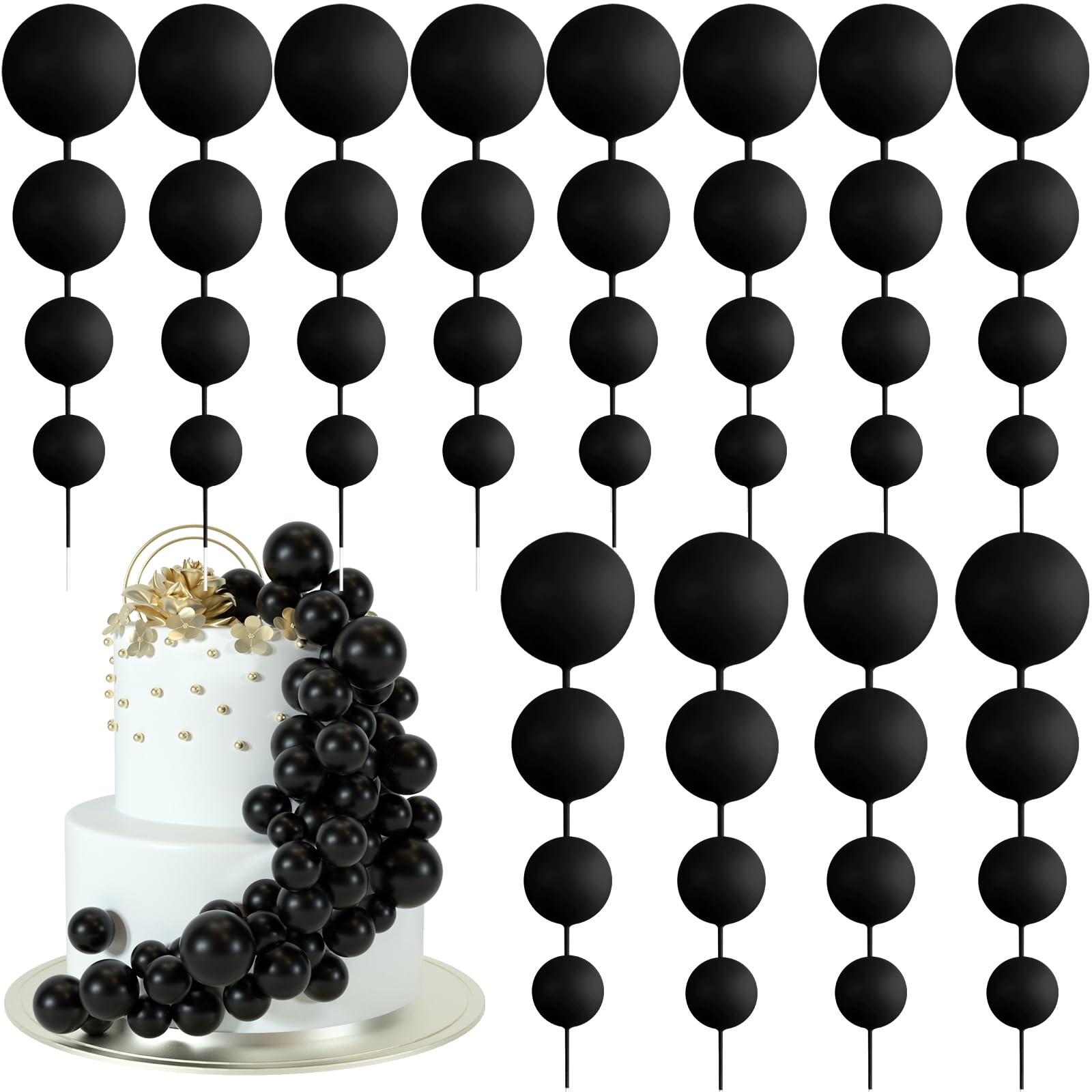 BOUBONI ball topper 2cm black for precise cake decoration and elegant presentation.