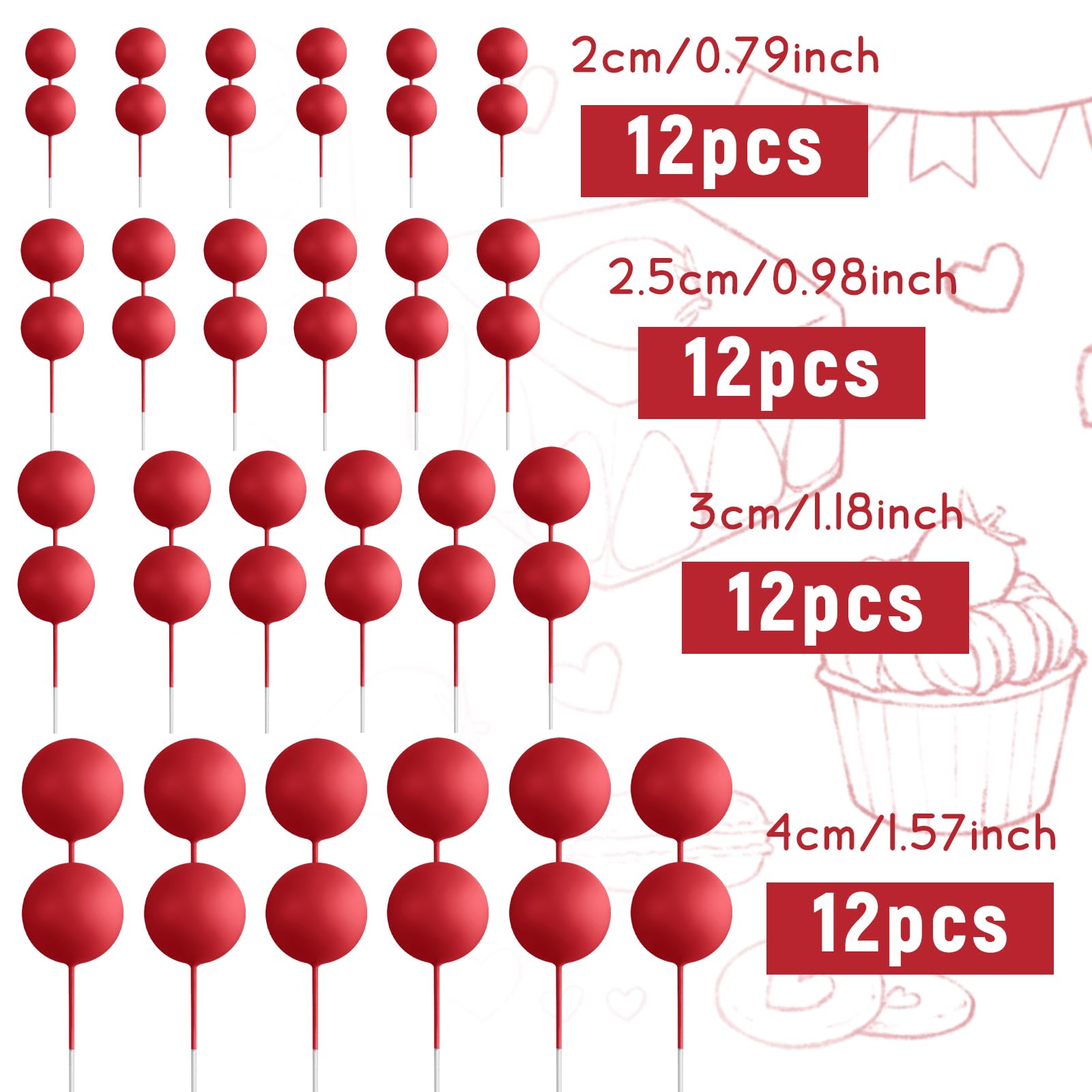 BOUBONI ball toppers in four sizes for precise cake layering