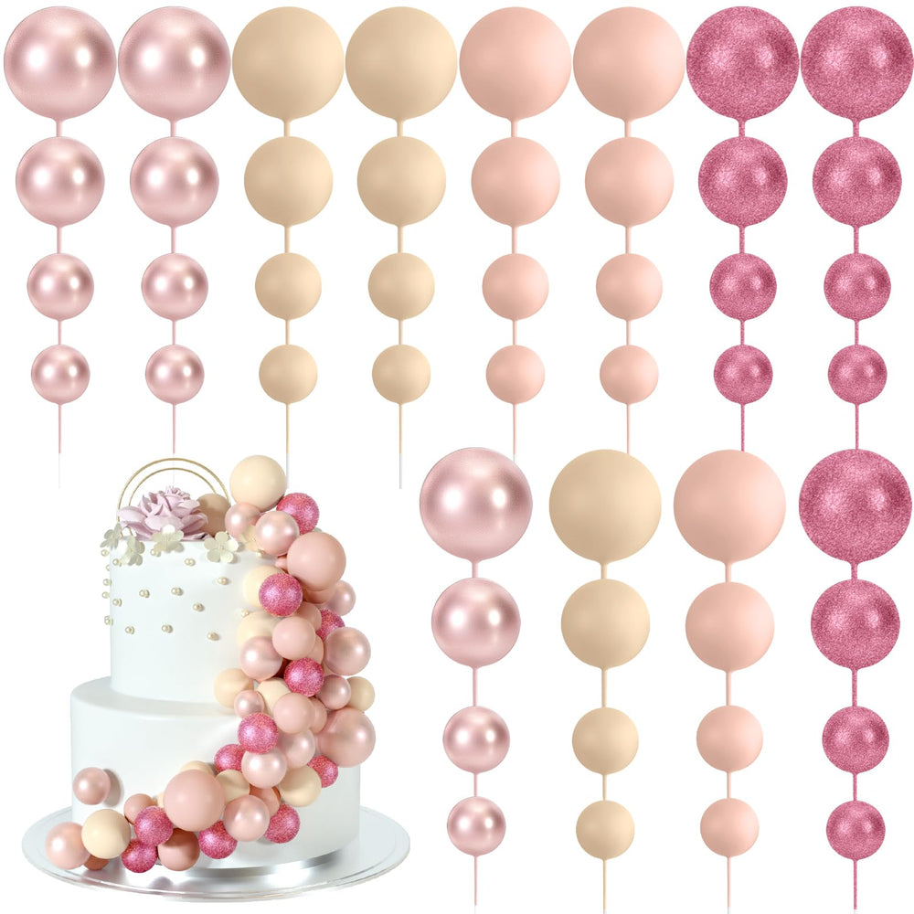 BOUBONI glitter pink ball cake toppers brighten birthday cakes