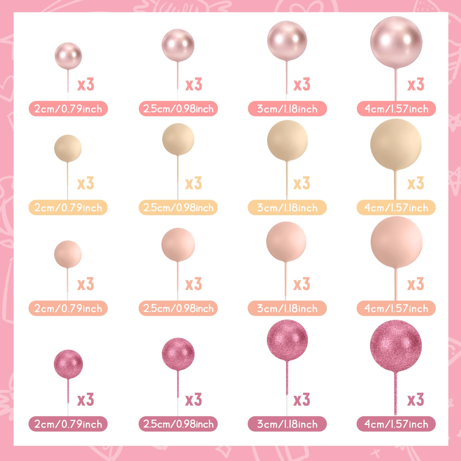 BOUBONI rose gold ball toppers add elegant wedding cake accents