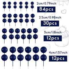 BOUBONI blue ball cake toppers multisize display for custom cake layouts.