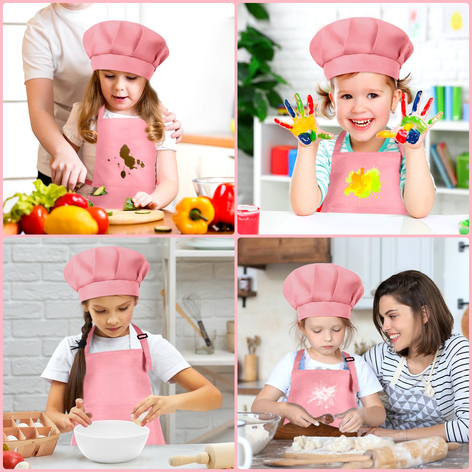 BOUBONI pink apron adjustable straps for growing kids