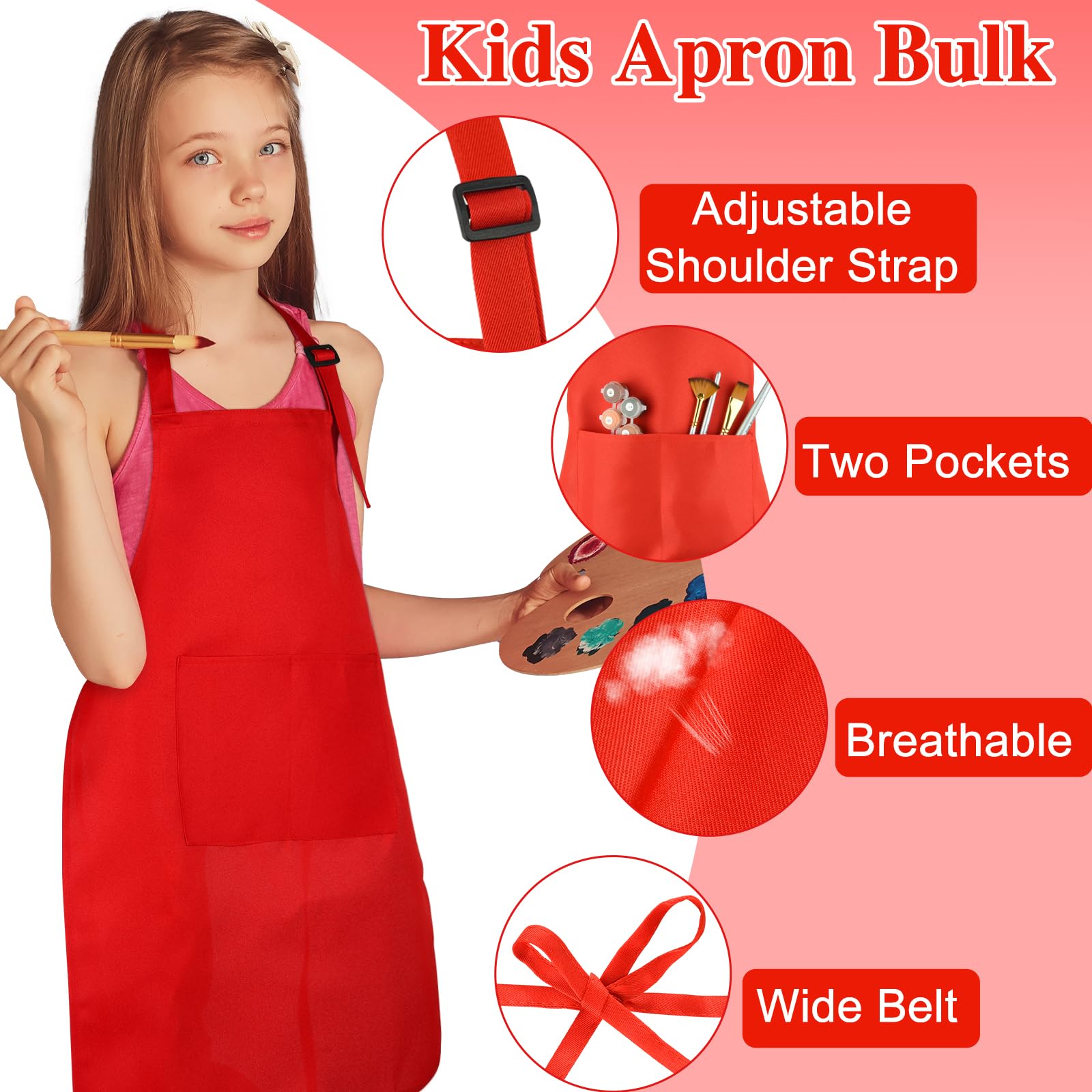 BOUBONI apron design features two pockets for brushes, pencils, or small tools.