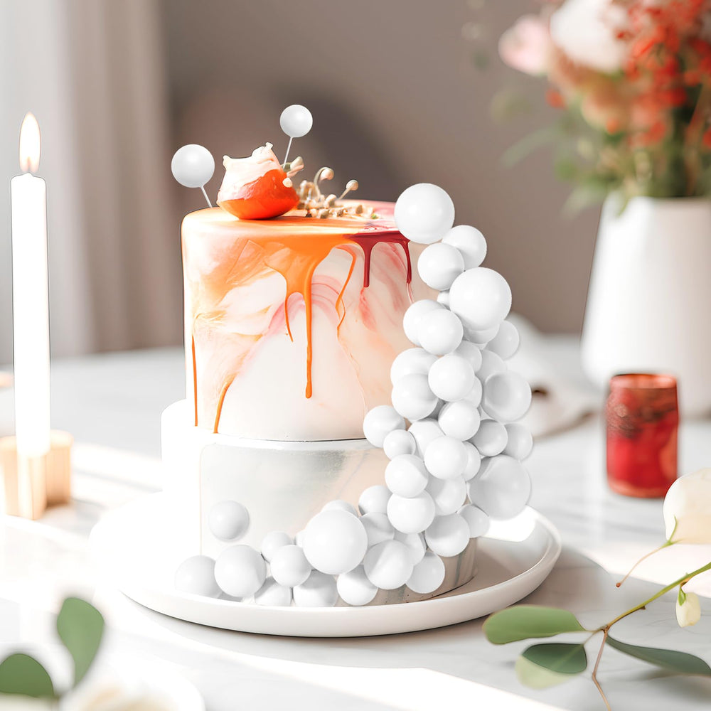 BOUBONI white ball cake topper 2.5cm highlights tiered cake designs.