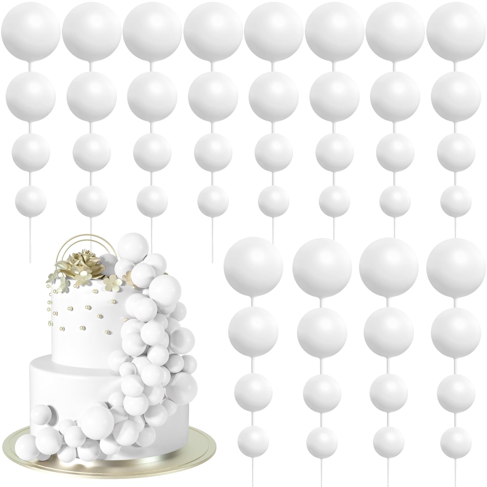 BOUBONI white ball cake topper 4cm adds a clean focal point to cakes.