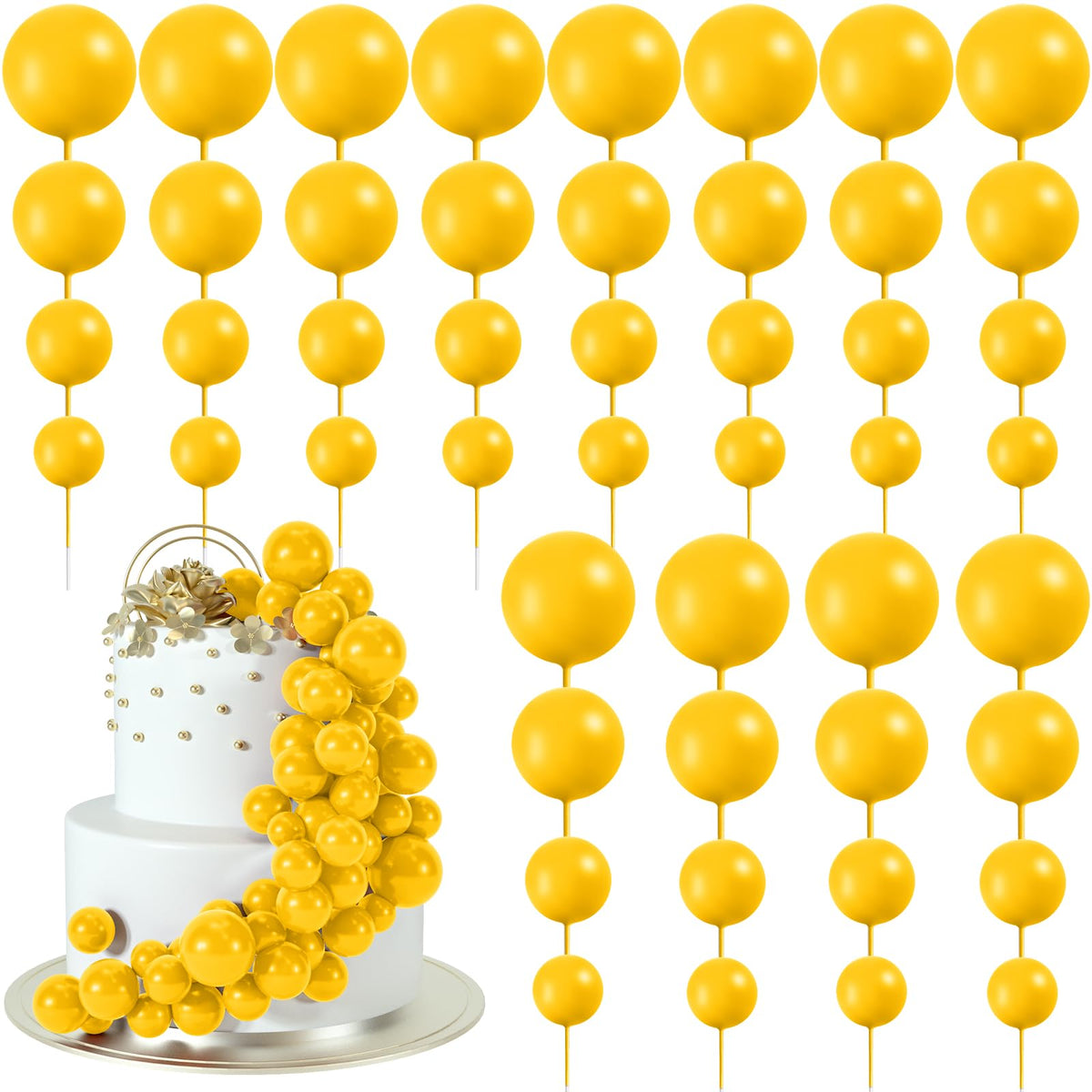 BOUBONI yellow 4cm ball cake topper for stylish cake decorations.