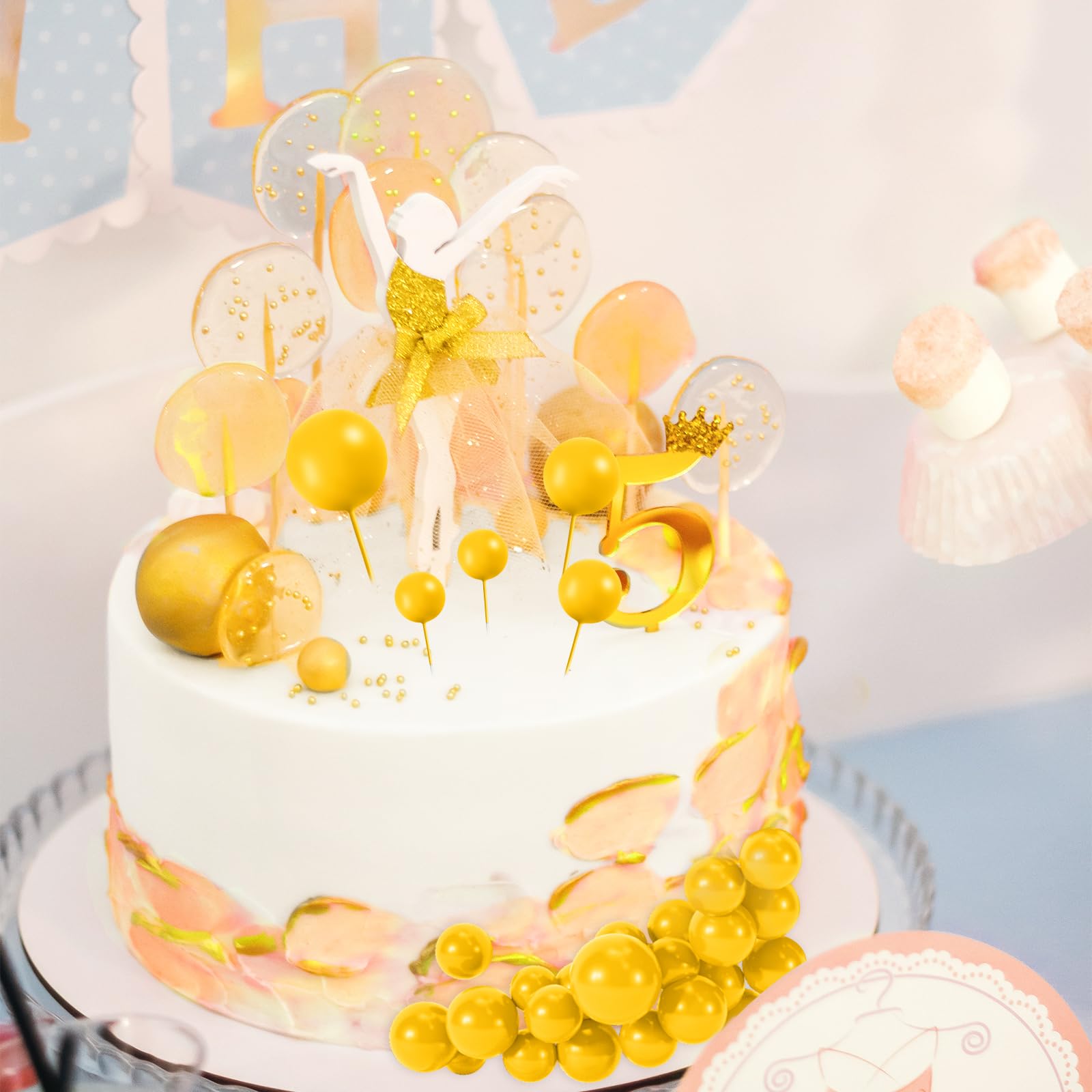 BOUBONI yellow ball toppers brighten cakes and desserts.