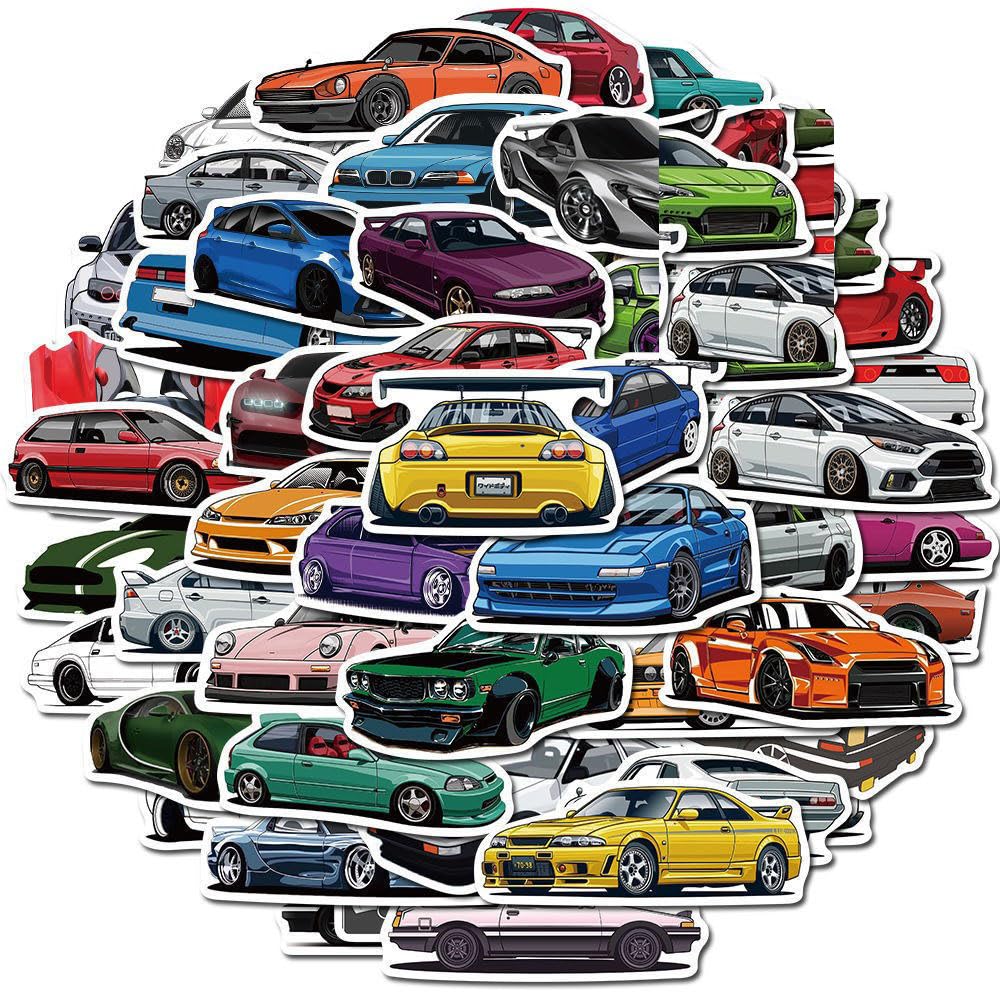 Bouclel sports car stickers pack for vibrant bottle and car personalization.