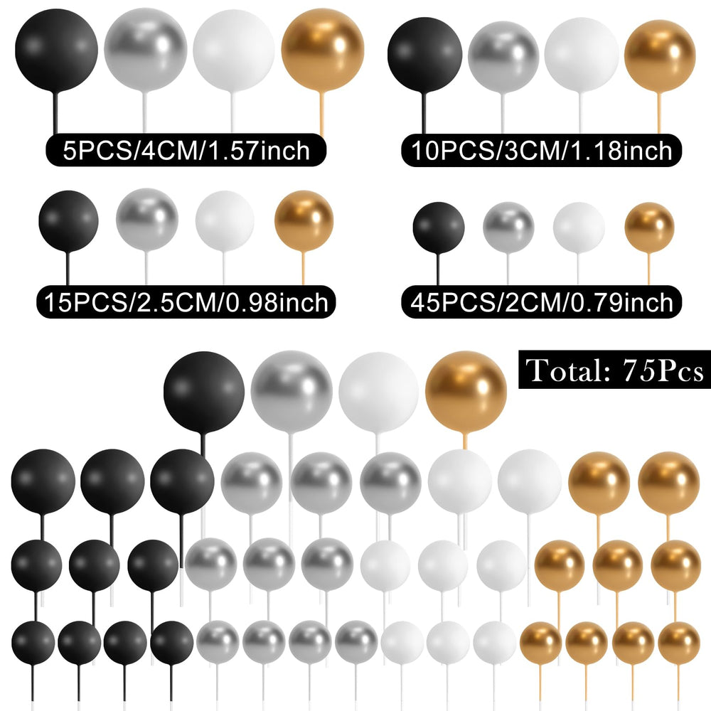 Bouiexye cake ball toppers in four sizes for varied decoration.