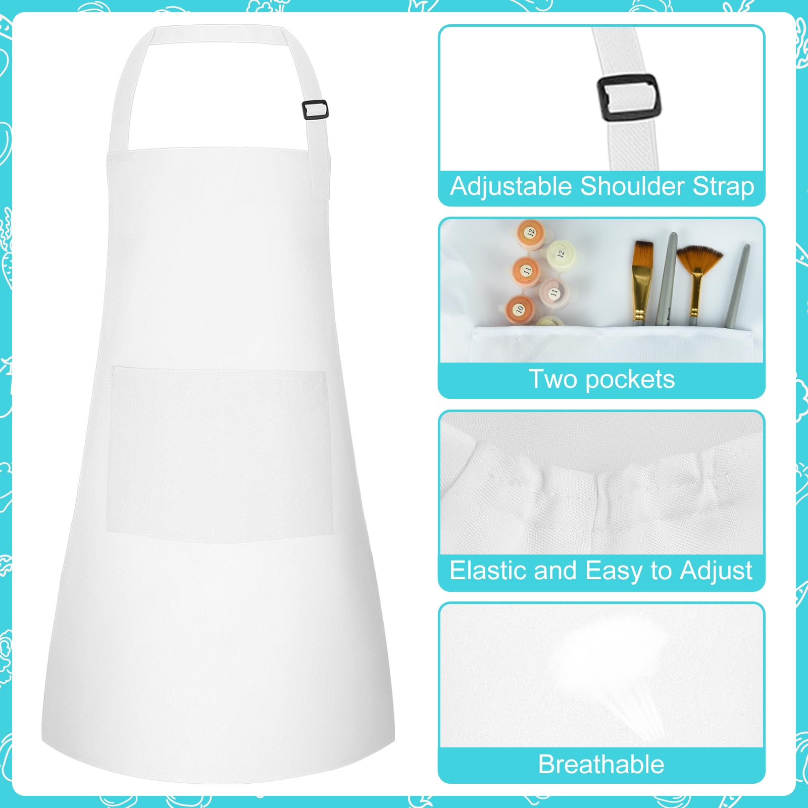Bouiexye kids apron and hat adjustable neckband for growing children.