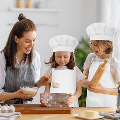 Bouiexye kids apron and hat machine washable for easy cleanup.