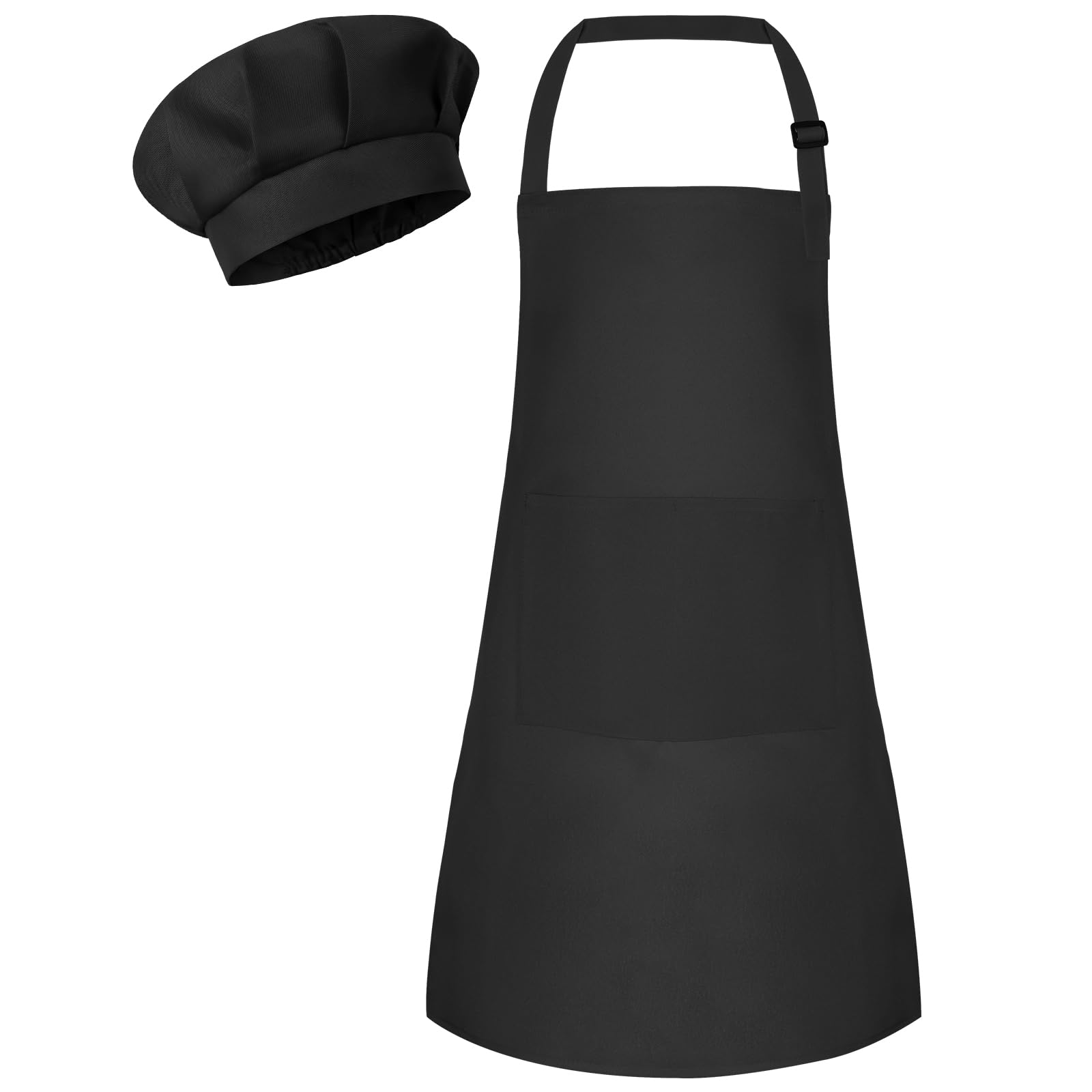 Bouiexye kids apron and hat set with pockets for cooking and painting.