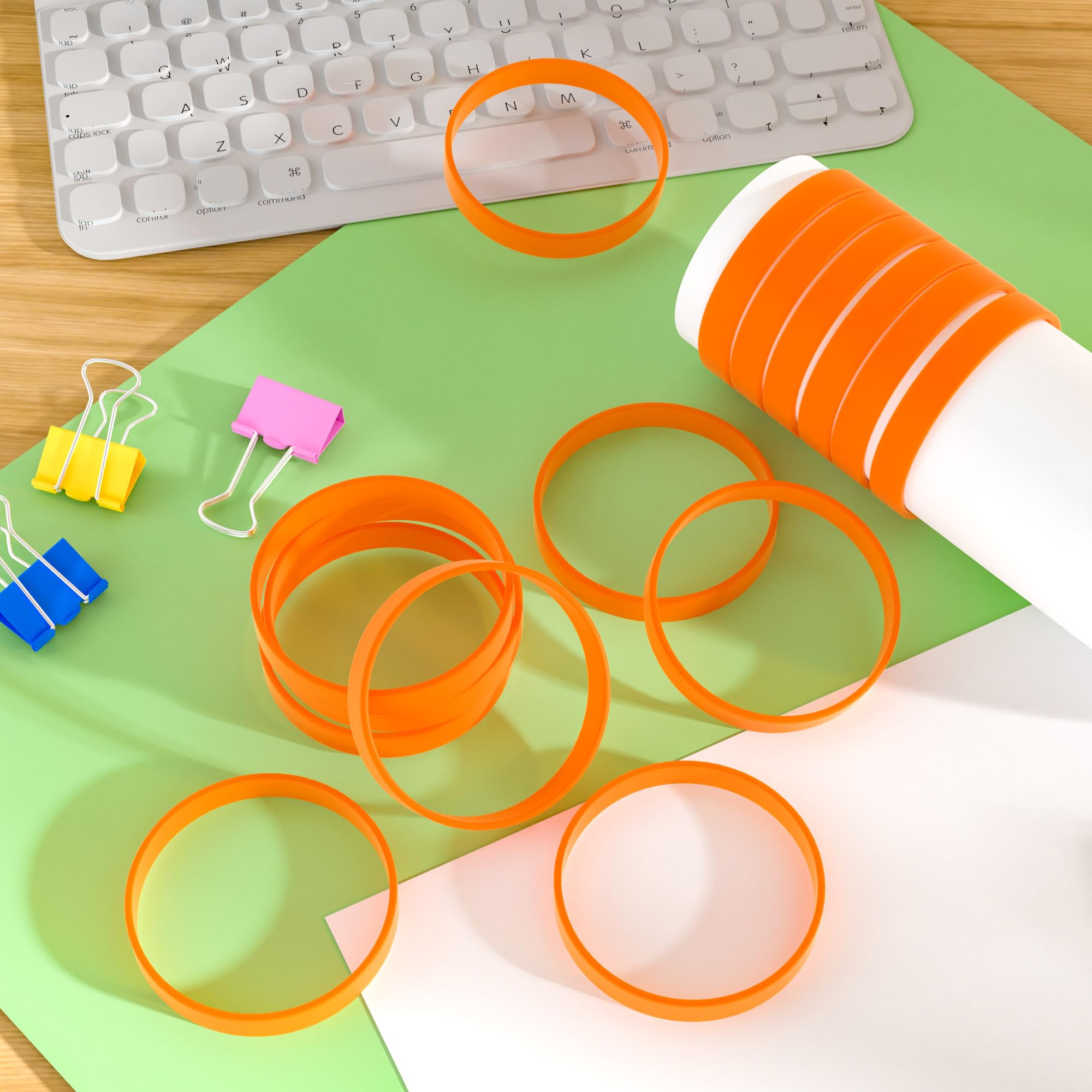 Bouiexye orange wristbands worn on wrist, comfortable and elastic.