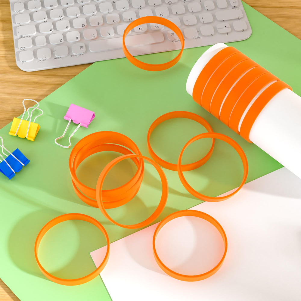 Bouiexye orange wristbands worn on wrist, comfortable and elastic.