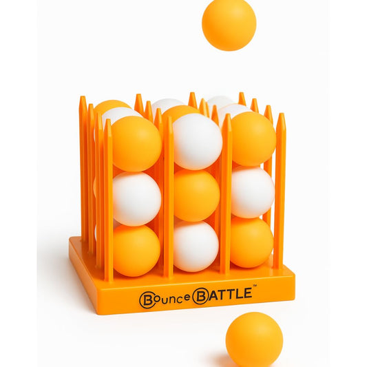 Bounce Battle Marbled Edition 27 balls grouped for fast, energetic rounds with family.