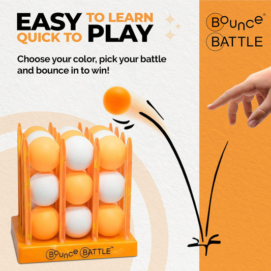 Bounce Battle wooden board and cubes enable tactile, strategic play.