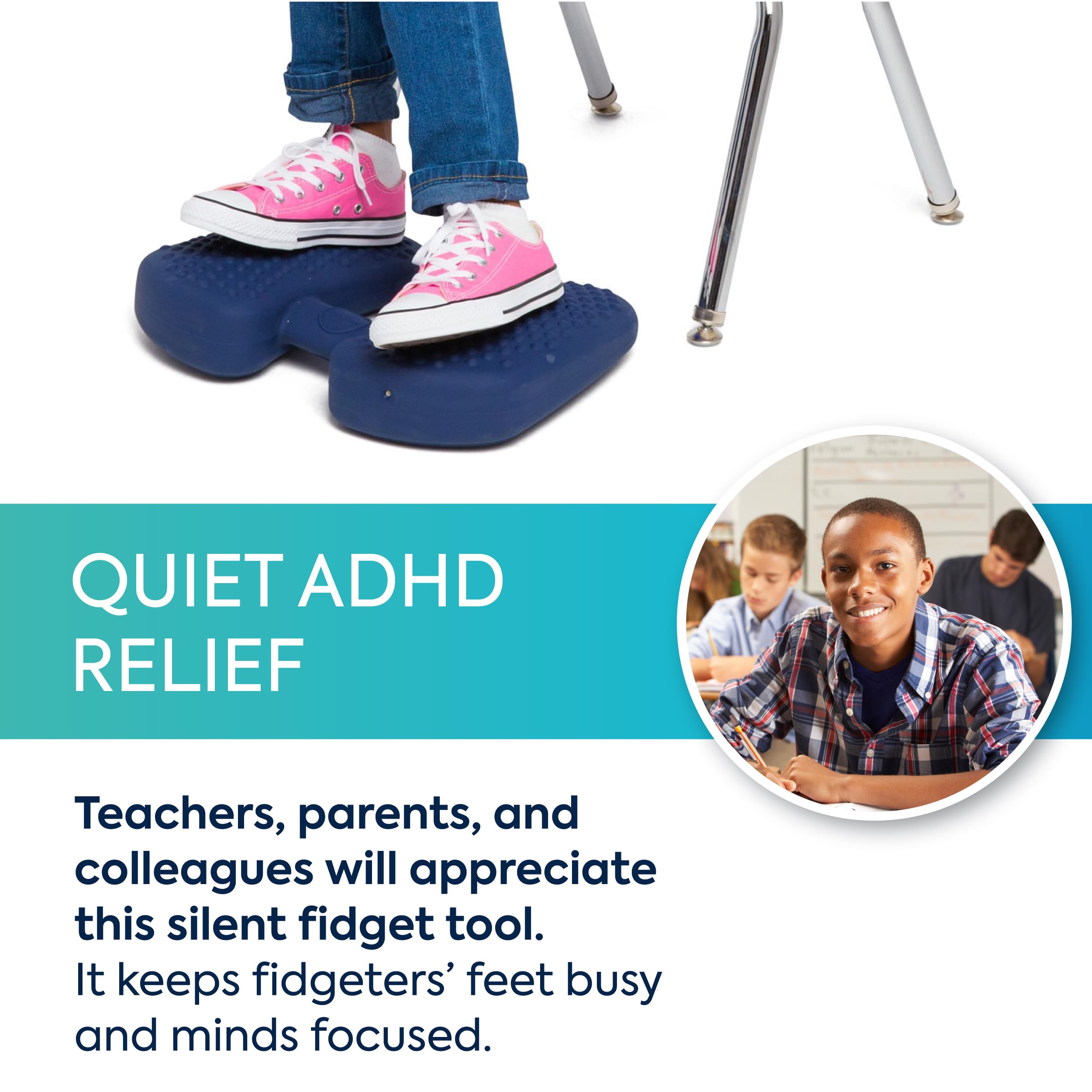 Bouncy Bands Wiggle Feet classroom use supports discreet movement for concentration.