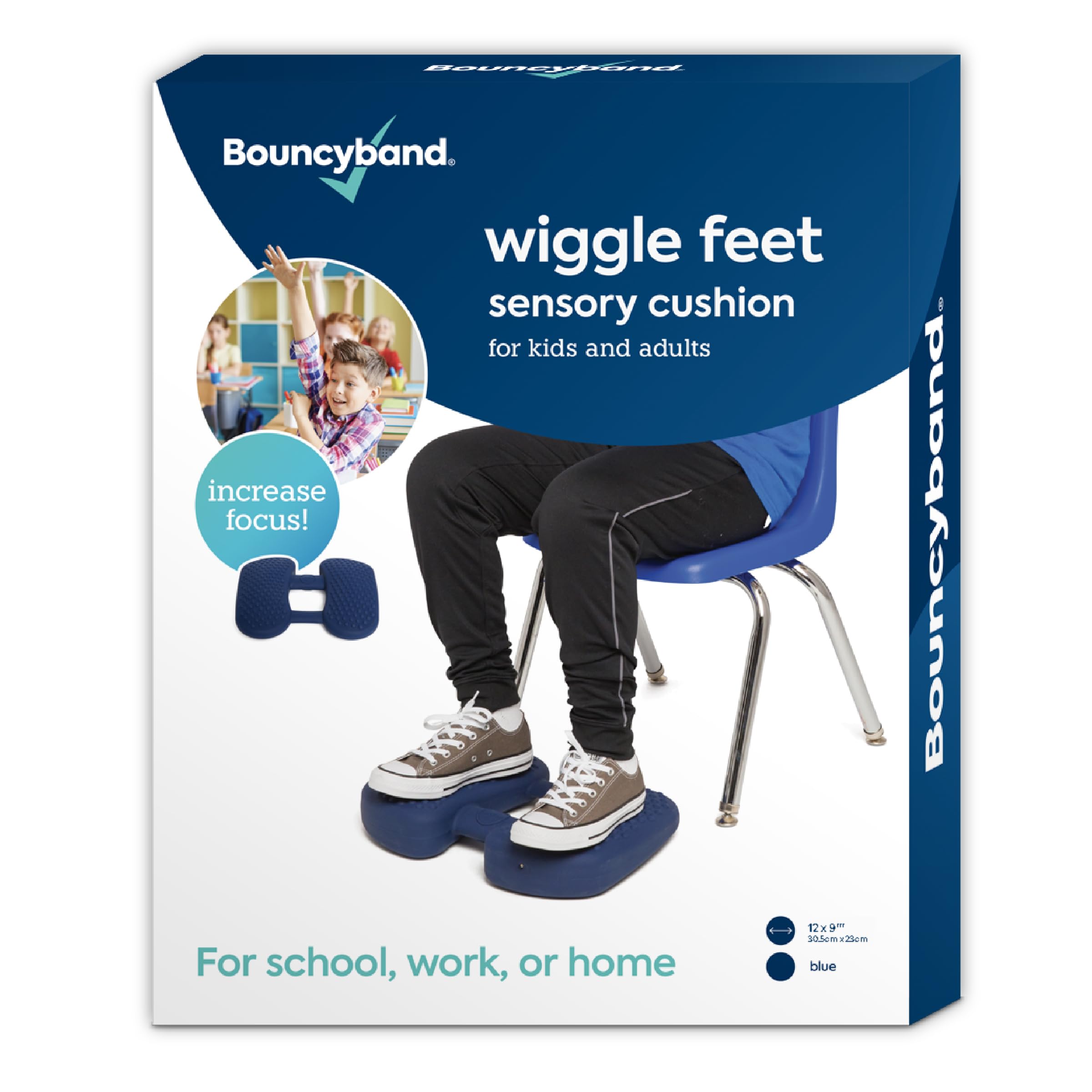 Bouncy Bands Wiggle Feet under-desk fidget cushion for focus during study or work.