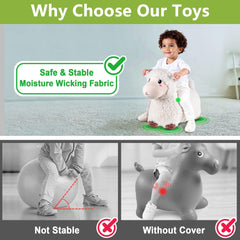 Bouncy Pals Sheep Hopping Horse soft plush closeup shows cozy wool texture