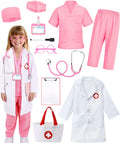 Boutrele pink lab coat for kids, realistic doctor role-play outfit