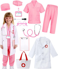 Boutrele pink lab coat for kids, realistic doctor role-play outfit