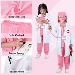Boutrele pink stethoscope for kids, hear heartbeat during pretend exams