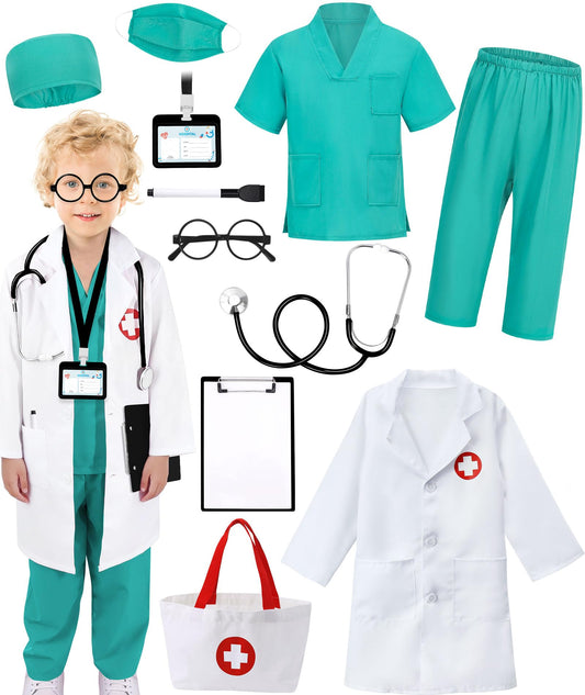 Boutrele doctor costume white lab coat for kids enhances authentic role play.
