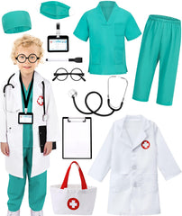 Boutrele doctor costume white lab coat for kids enhances authentic role play.