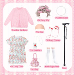 Boutrele old lady wig with rollers, quick and comfy for play