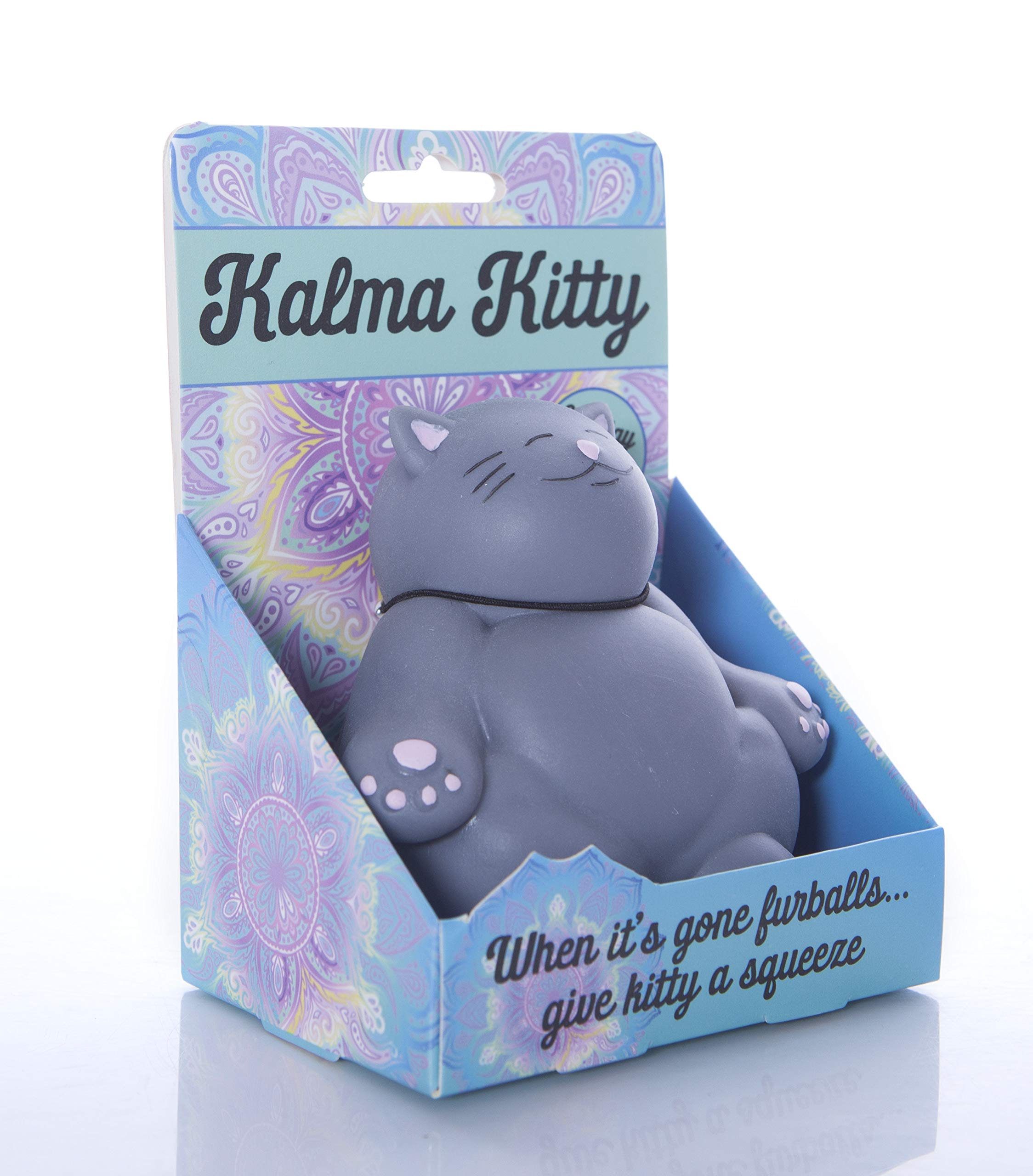 Boxer Gifts Kalma Kitty stress relief toy in a squeeze pose offering focus and calm.