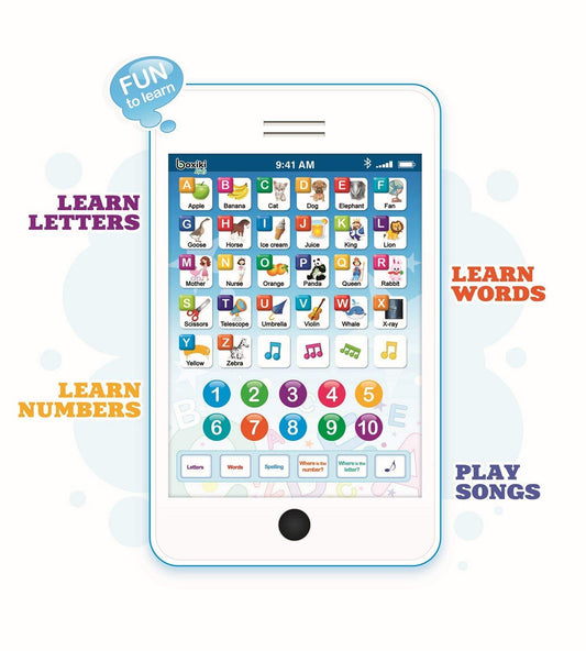 Boxiki Kids education tablet side angle emphasizes language games for kids